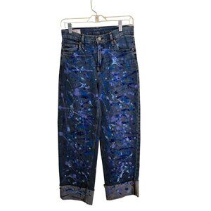 GAP 90s Loose Mid Rise 2024 Hand Painted Cuff Straight Leg Jeans Size 24/00